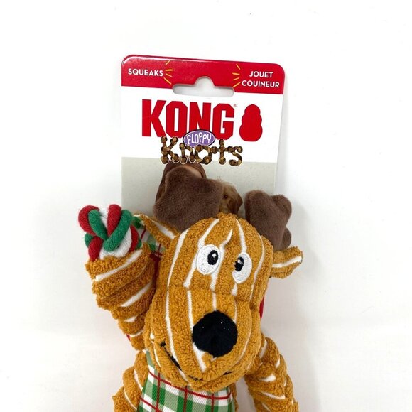Kong Floppy Knots Holiday Reindeer Dog Toy Size Sm/Md Squeaker - Picture 4 of 6
